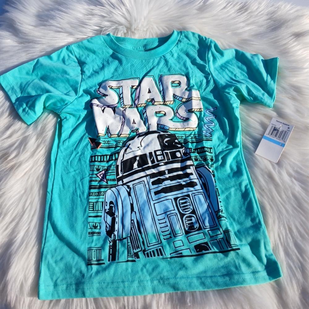 NEW NWT Star Wars boys size 5 Hybrid Graphic Tee Shirt T-shirt R2-D2 Blue Top